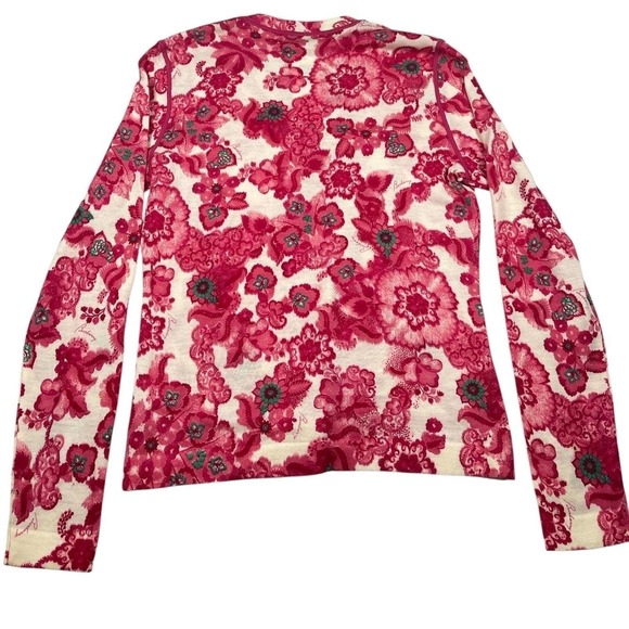Burberry London Vintage Floral Merino Wool Cardigan Sweater Made In Italy L New - Picture 9 of 12